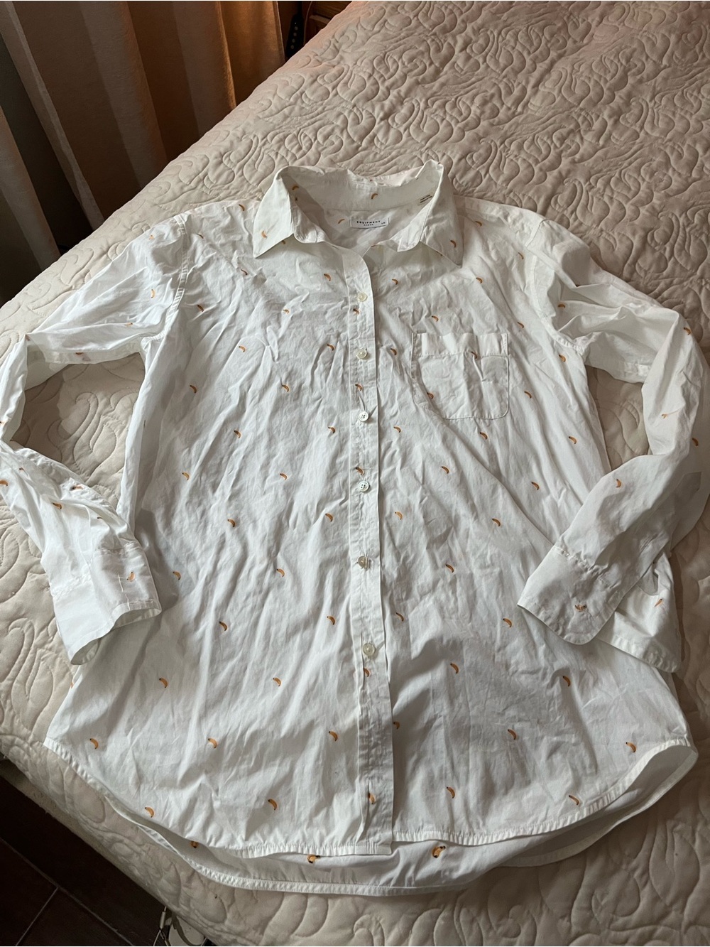 Equipment Femme Banana Print Cotton Poplin Shirt Size Large